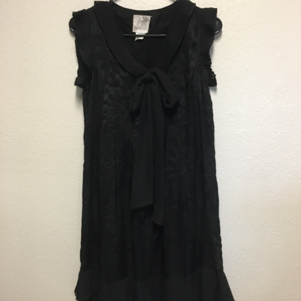 Floral Black Dress with Ruffle Details